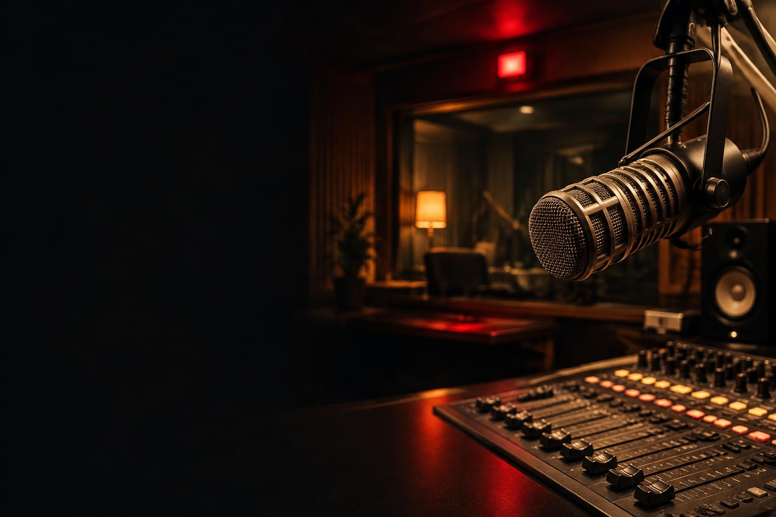 Micro et console d’un studio de radio